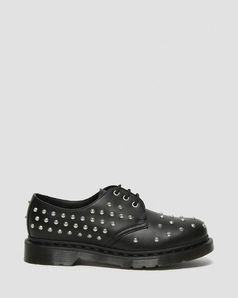 Men's Dr Martens 1461 Stud Wanama Leather Oxfords Shoes Black | AU 606TCE